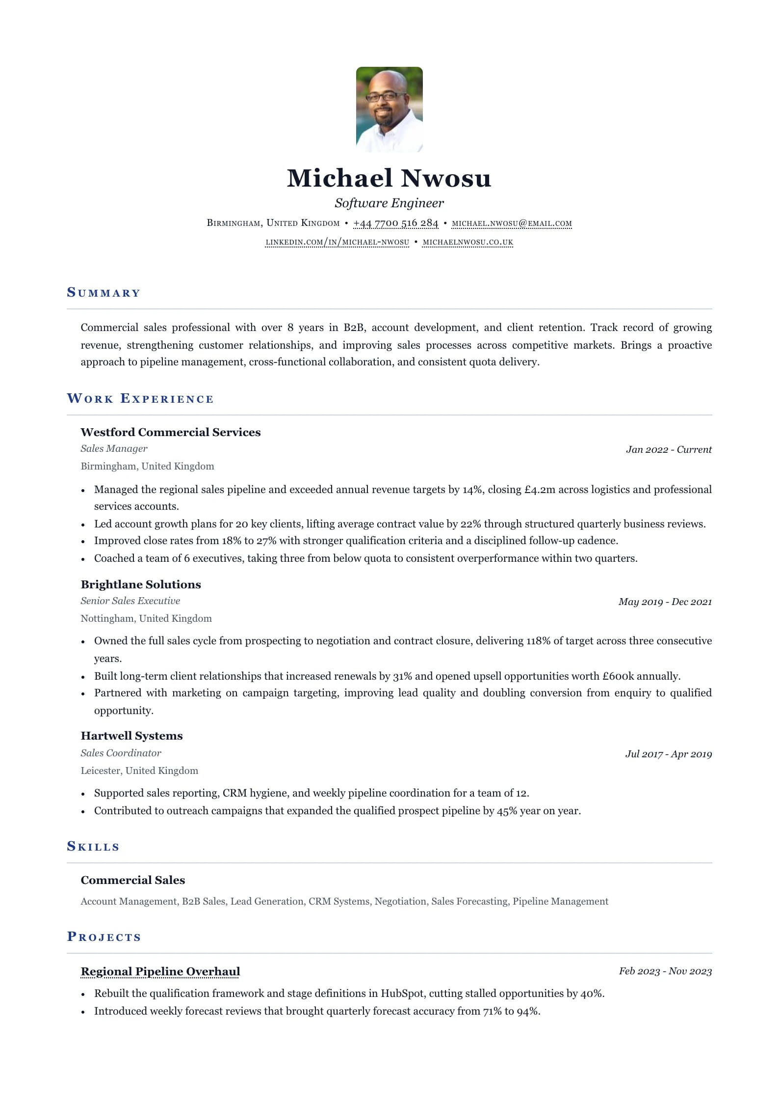 Academic Oxford resume template