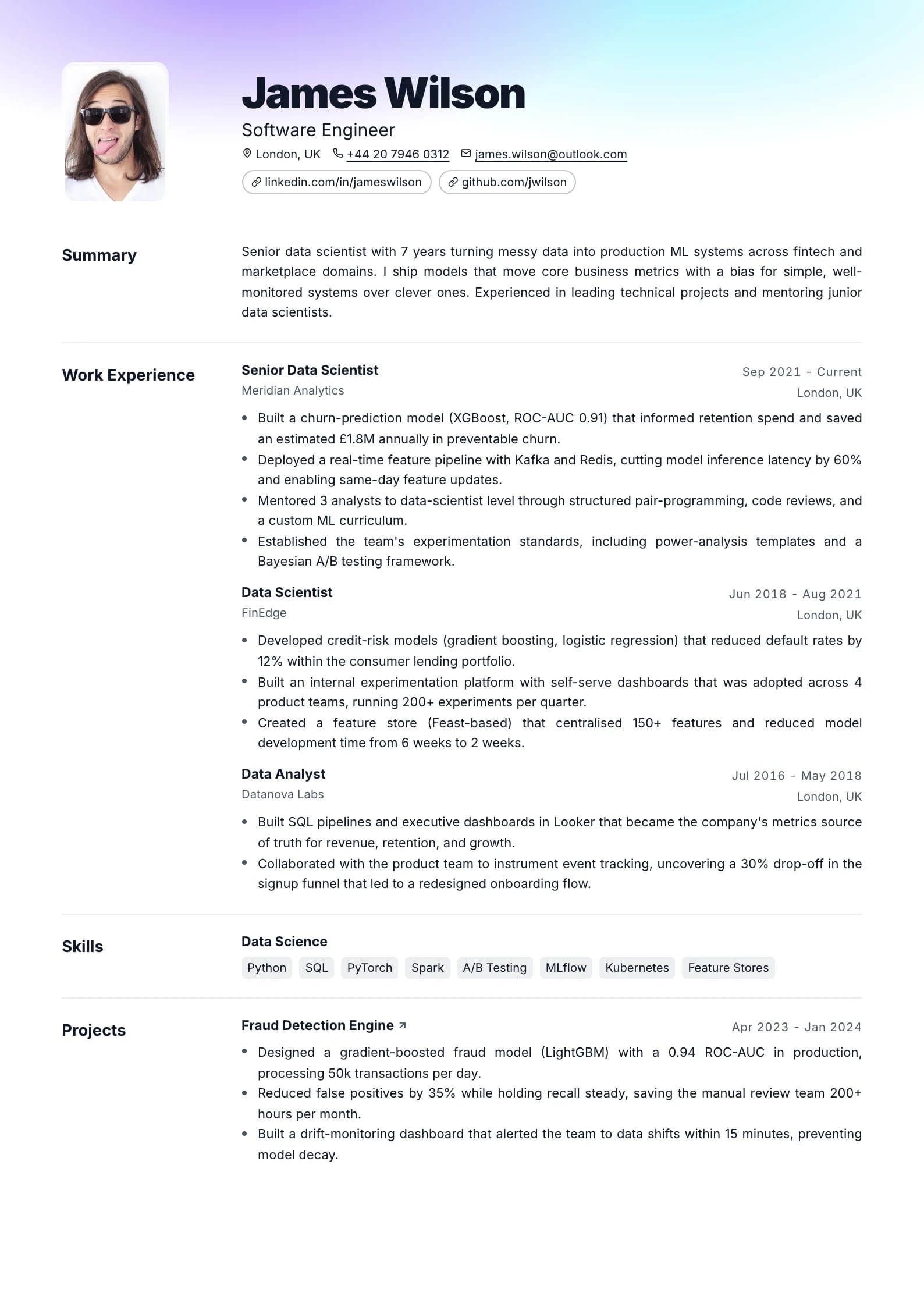 Aurora Haze resume template