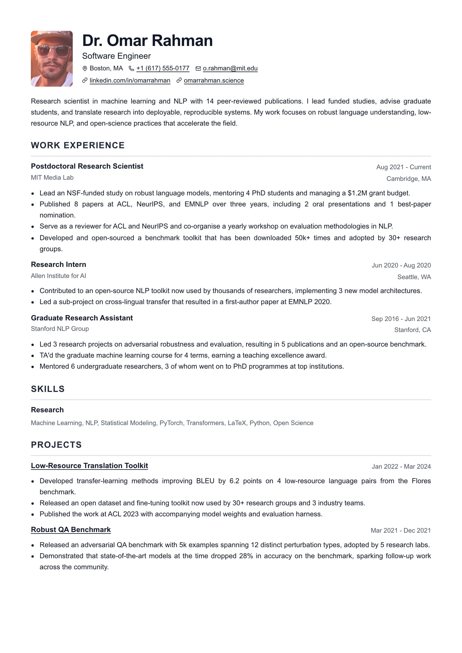 Classic ATS Safe resume template