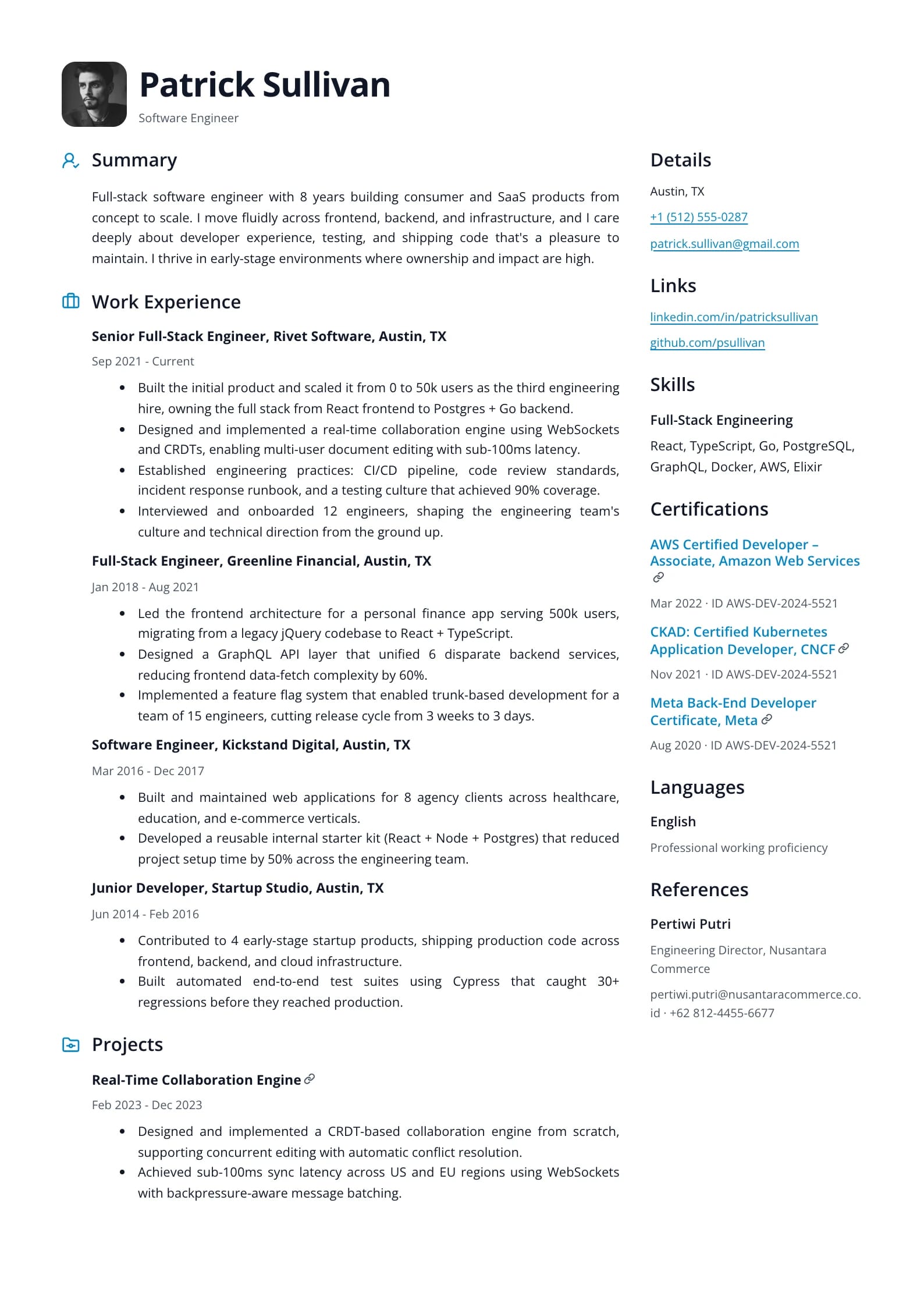 Compass Cerulean resume template