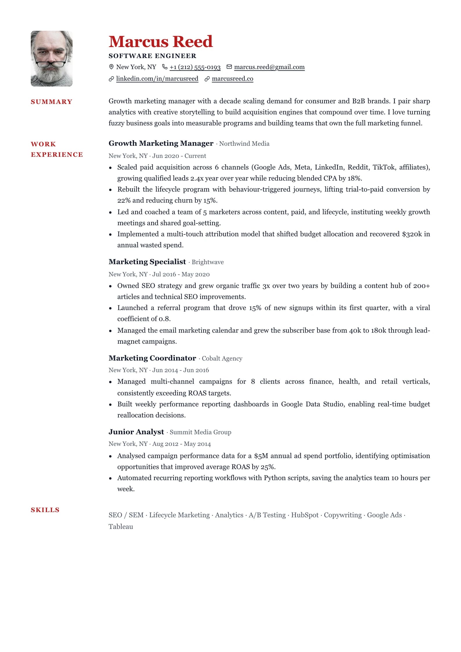 Inset Crimson resume template