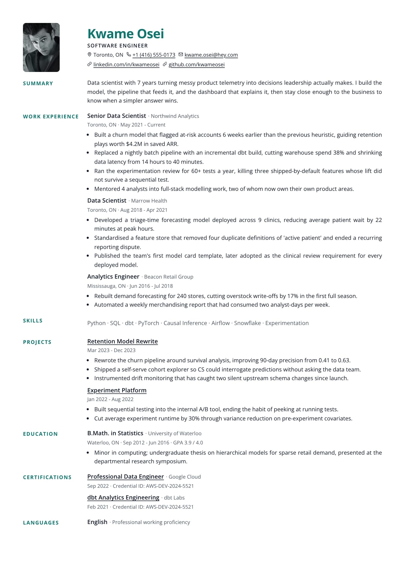 Inset Steel resume template