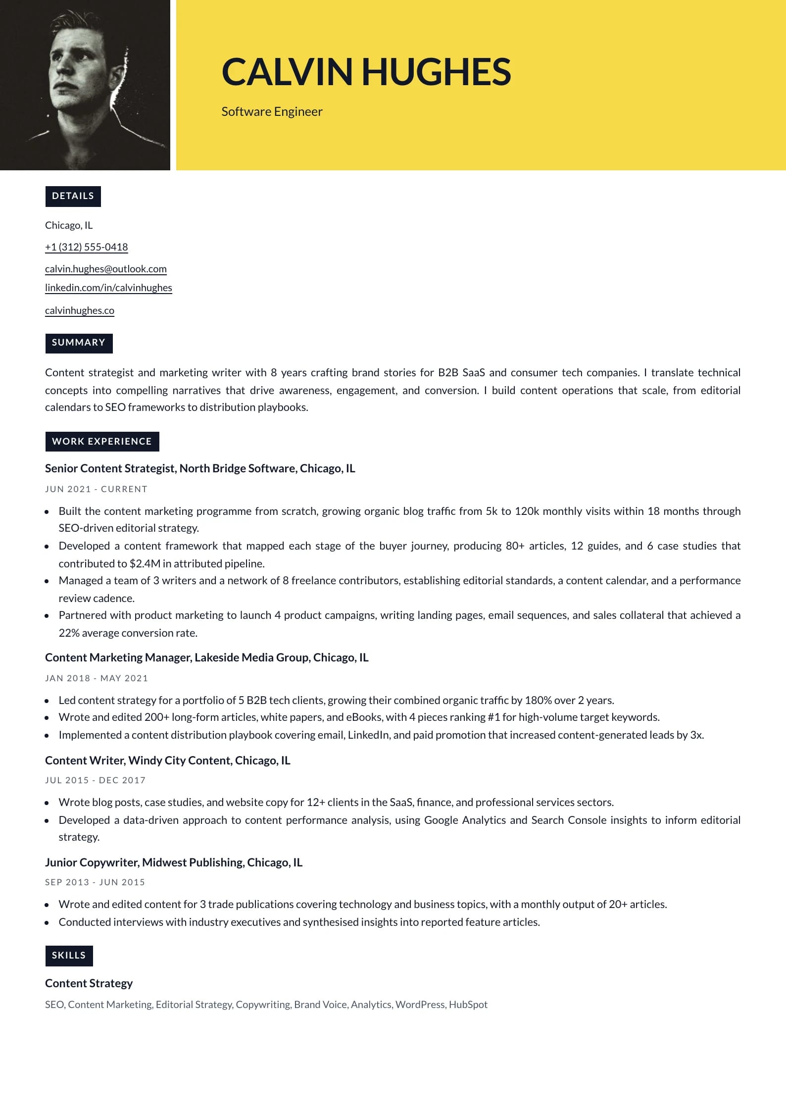 Masthead Citrus resume template