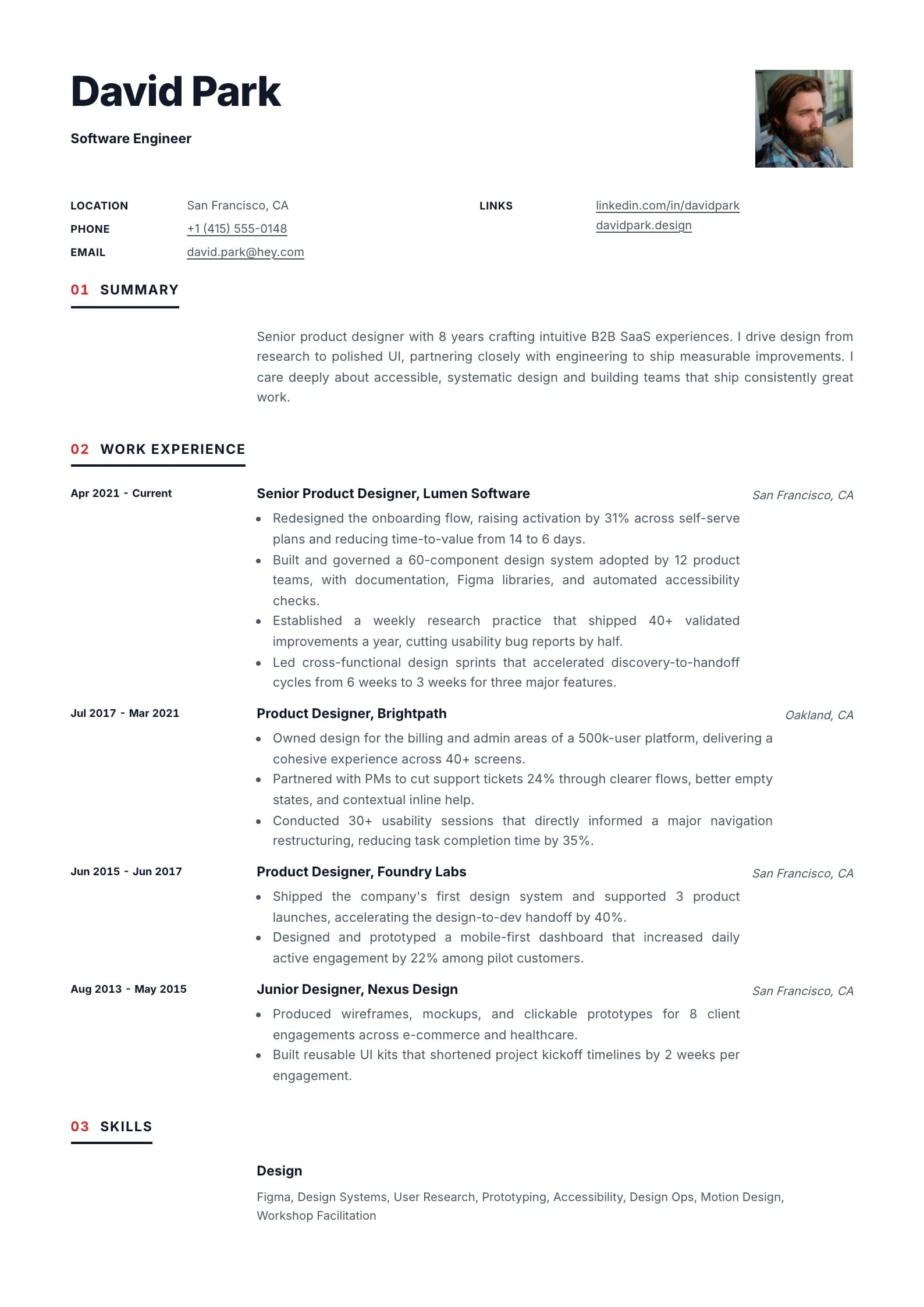 Numeral Signal resume template