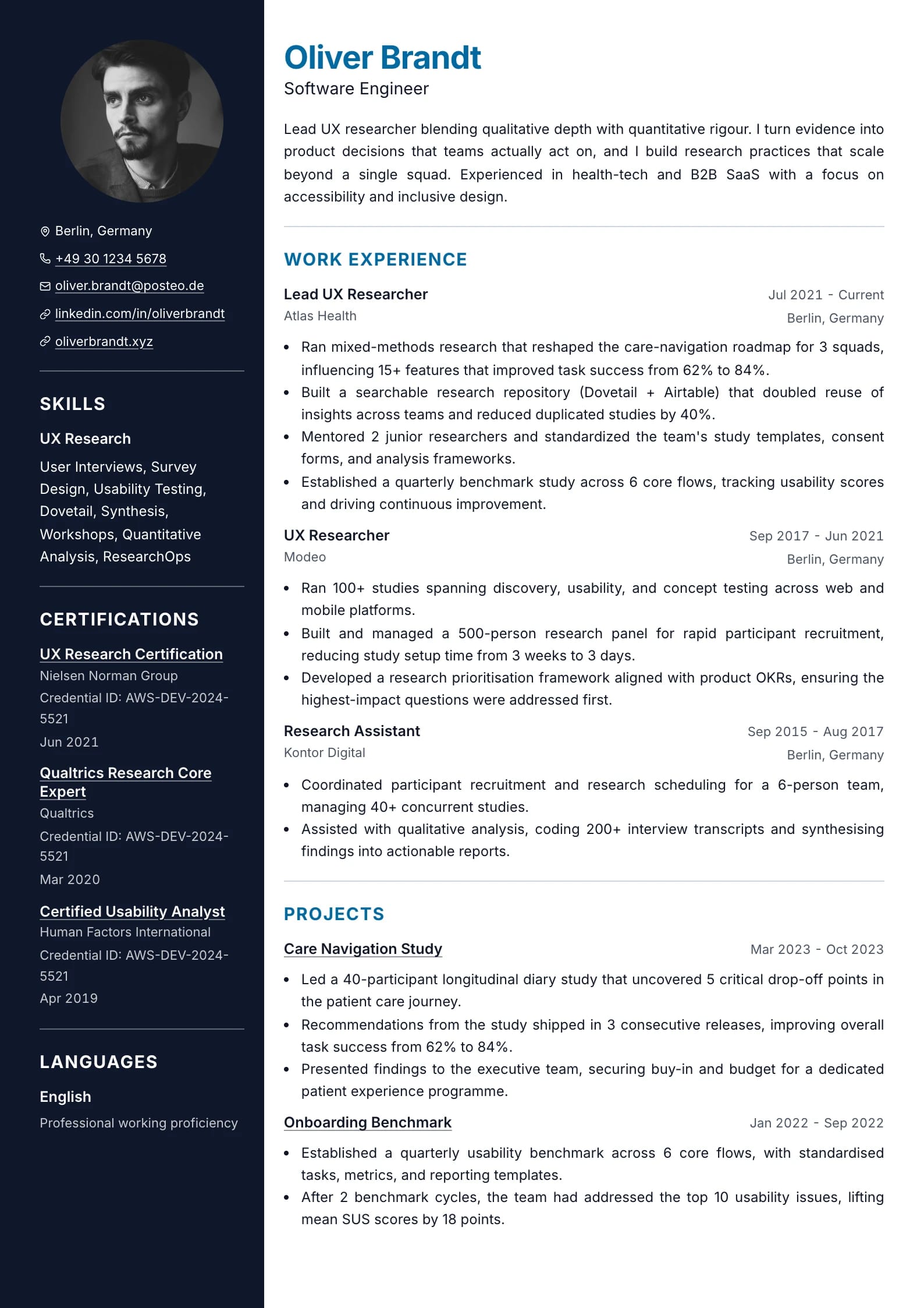 Split Midnight resume template